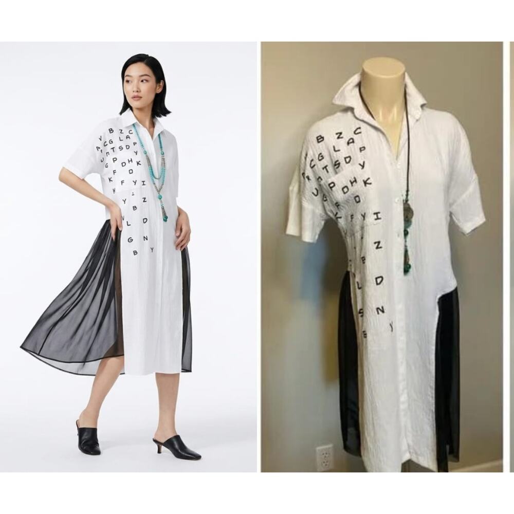 R'e Design Letter Print Loose Shirt Dress - Picture 1 of 10